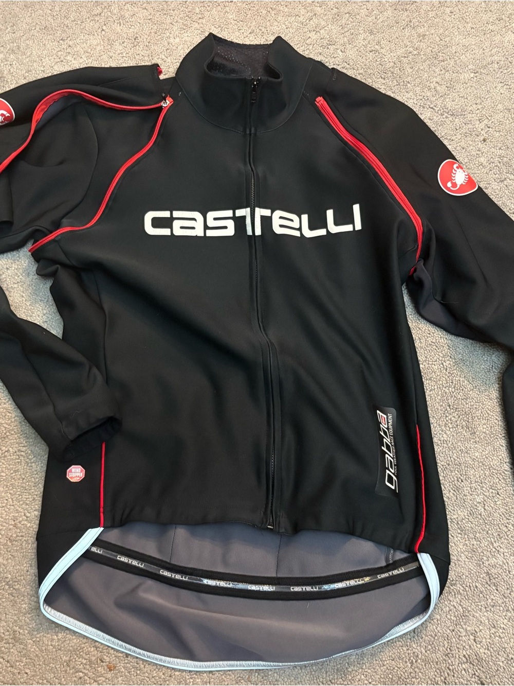 Castelli Men's Black Performance Cycling Jacket with Red Trim